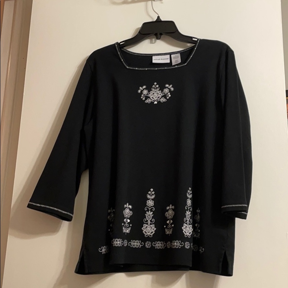3/4 sleeve black blouse